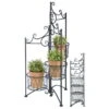 Pflanzenständer Für 3 Töpfe, Aus Eisen, Faltbar -Die grüne Ecke 0910602288 Pflanzstaender fuer 3 Toepfe faltbar 47429
