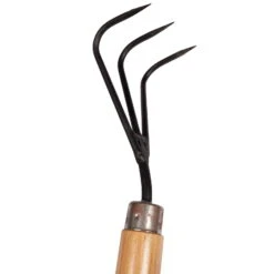 Kölle Grubber, Handgeschmiedet, Kohlenstoffstahl, Stiel 50 Cm, Buche -Die grüne Ecke 0920101096 Koelle Grubber schwarz lackiert 3 Zinken lack Buchen Knopfstiel 2 86384