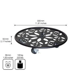 Pflanzenroller GH0936/0937, Tragkraft 100 Kg, Schwarz, Ø 30 Cm -Die grüne Ecke 0920600520 pflanzenroller 4 116742