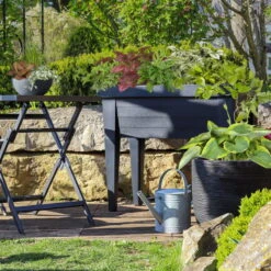 Hochbeet Mit Deckel, Anthrazit, Ca. 100 X 50 X 107 Cm -Die grüne Ecke 0980250129 Hochbeet mit Beinen und Deckel anthrazit 111345