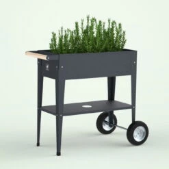 Hochbeet-Trolley Mit Rädern, Anthrazit, Metall, 75 X 35 X 80 Cm, 47 L -Die grüne Ecke 0980250141 Urban Garden Trolly auf Raedern anthrazit 10 84504