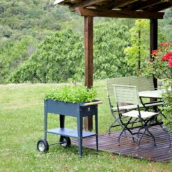 Hochbeet-Trolley Mit Rädern, Anthrazit, Metall, 75 X 35 X 80 Cm, 47 L -Die grüne Ecke 0980250141 Urban Garden Trolly auf Raedern anthrazit 11 84503