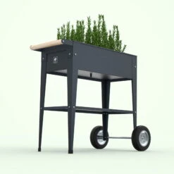 Hochbeet-Trolley Mit Rädern, Anthrazit, Metall, 75 X 35 X 80 Cm, 47 L -Die grüne Ecke 0980250141 Urban Garden Trolly auf Raedern anthrazit 8 84506