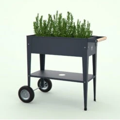 Hochbeet-Trolley Mit Rädern, Anthrazit, Metall, 75 X 35 X 80 Cm, 47 L -Die grüne Ecke 0980250141 Urban Garden Trolly auf Raedern anthrazit 9 84505