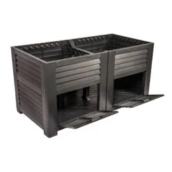 Maxi-Hochbeet Mit 2 Fächern, Anthrazit, Polypropylen, L150 X B76 X H78 Cm -Die grüne Ecke 0980250147 Maxi Hochbeet mit 2 Staufaechern anthrazit 1 88866