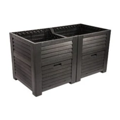 Maxi-Hochbeet Mit 2 Fächern, Anthrazit, Polypropylen, L150 X B76 X H78 Cm -Die grüne Ecke 0980250147 Maxi Hochbeet mit 2 Staufaechern anthrazit 2 88865