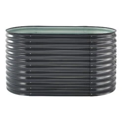 Hochbeet 'Welle' Mit Kantenschutz, 160cm -Die grüne Ecke 0980250148 Hochbeet Welle oval Stahlblech mit Kantenschutz anthrazit 2 94158