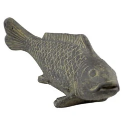 Fisch Geschnitzt, Grau, Gefärbt, Steinguss, 16 X 40 X 13 Cm -Die grüne Ecke 0980305689 Fisch 40cm Stein geschnitzt 2 100483