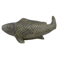 Fisch Geschnitzt, Grau, Gefärbt, Steinguss, 16 X 40 X 13 Cm -Die grüne Ecke 0980305689 Fisch 40cm Stein geschnitzt 5 100486