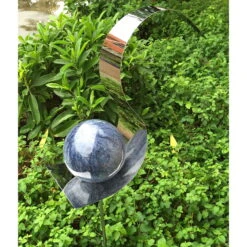 Beetstecker Flamme Als Kugel Auf Stab Aus Edelstahl, Matt Gebürstet -Die grüne Ecke 0980404045 Beetstecker Flamme Edelstahl Kugel 15cm Marmor blau mit Stab 46x16x100cm 1 62017