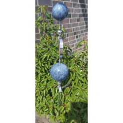 Beetstecker Venus Aus Edelstahl Mit 6 Kugeln Und Stab, Marmor In Blau, Maße 150 X 22 X 50 Cm -Die grüne Ecke 0980404048 Beetstecker Venus Edelstahl 6 Kugeln mit Stab 150x22x15cm 62010