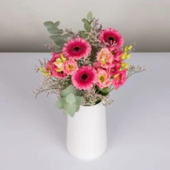 Gemischter Blumenbund 'Glücksmoment' Inkl. Gratis Grußkarte -Die grüne Ecke 1025700003 DIY Mixbund Gluecksmoment Gerbera Lisianthus Euka Statice 2 94526