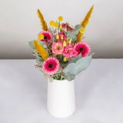 Gemischter Blumenbund 'Glücksrausch' Inkl. Gratis Grußkarte -Die grüne Ecke 1025700004 DIY Mixbund Gluecksrausch Gerbera Lisi Euka Statice Crasp Fluffy 2 94528