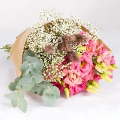 Gemischter Blumenbund 'Eleganz In Rosa' Inkl. Gratis Grußkarte -Die grüne Ecke 1025700014 DIY Mixbund Eleganz in Rosa Lisianthus rosa Gypso Euka Fluffy 1 94535