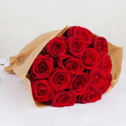 Blumenbund Mit Rosen 'Red Naomi', 15er-Bund, Rot, Inkl. Gratis Grußkarte -Die grüne Ecke 1045500003 Rose Red Naomi 15er Bund 60cm 1 85334