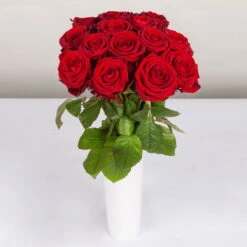 Blumenbund Mit Rosen 'Red Naomi', 15er-Bund, Rot, Inkl. Gratis Grußkarte -Die grüne Ecke 1045500003 Rose Red Naomi 15er Bund 60cm 2 85335