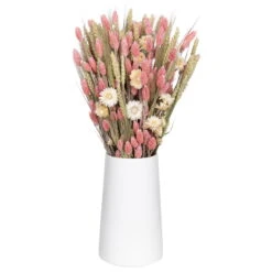 Weißer Trockenstrauß & Rosa Glanzgras, 3er-Set, Länge Ca. 55 - 70 Cm -Die grüne Ecke 1055300004 Trockenstrauss weiss Phalaris rosa 1 83167