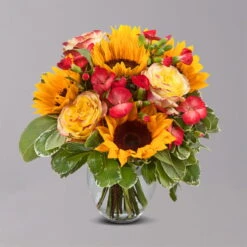 Blumenstrauß 'Viel Glück' Inkl. Gratis Grußkarte -Die grüne Ecke 1110600042 Sommer Orange grau 103420