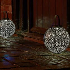 Solarlaterne Damast, Bronze, Ø 18 Cm -Die grüne Ecke 2950100312 Solarlaterne Damast 23x22cm 17746