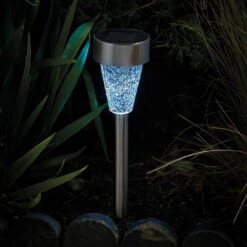 Mosaic Solarpfahlleuchte, Edelstahl / Glas, Silber / Bunt, 36 X 7,5 Cm, 6er Pack -Die grüne Ecke 2950100372 Solarpfahlleuchte Mosaic Stimmung blau 61370