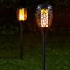 Solar-Gartenfackel, Cool-Flame-Technologie, Schwarz, Höhe Ca. 75 Cm -Die grüne Ecke 2950100412 Solar Gartenfackel 75cm x 54278