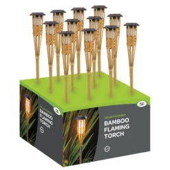 Solar-Bambusfackel Mit Flammeneffekt, Höhe Ca. 90 Cm -Die grüne Ecke 2950100488 Solar Bambusfackel mit Cool Flame Effekt 90cm 2 126566