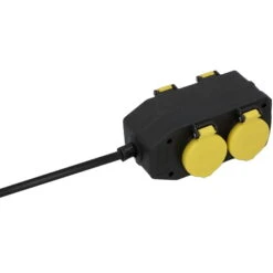 Feuchtraum-Steckdosenblock 4-fach, Schwarz/gelb -Die grüne Ecke 2950200195 Steckdosenblock 4 fach 5m schwarzgelb 1 97038