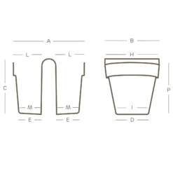 Balkonhängetopf Be Up Duo Mit Wasserreservoir, Rosmarin, 25 Cm, Erdvol. 8 L -Die grüne Ecke 3210103537 Balkon Haengetopf Be Up Duo technische Zeichnung 111251 5