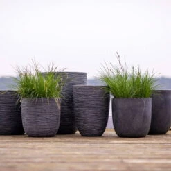 Pflanzgefäß 'Rib', Grau -Die grüne Ecke 3210104122 3210104123 3210104124 3210104125 pflanzgefaess rib smooth 116915