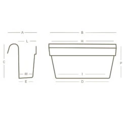 Balkon-Hängekasten UP Cassetta, Sand, 50 Cm, 9 Liter -Die grüne Ecke 3230101010 Balkon Haengekasten UP Cassetta technische Zeichnung 111253 2