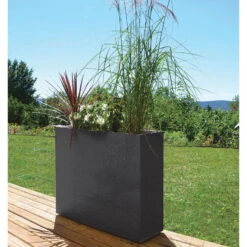 Pflanzkasten Graphit Crunch High, Anthrazit, Wasserdicht, Doppelwandig -Die grüne Ecke 3230101031 Pflanzkasten Graphit Crunch High anthrazit L99 5xB29 5xH78 5cm 63l 3 59181