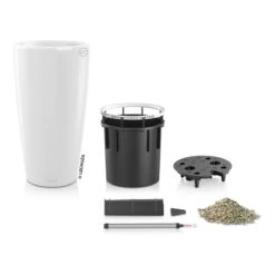 LECHUZA Rondo Premium 40, Weiß Hochglanz, All-in-One-Set, Ø 40 Cm, H:75 Cm -Die grüne Ecke 3325100103 Rondo Premium40 weiss All in OneSet D40xH75cm RGB 3 7756 1