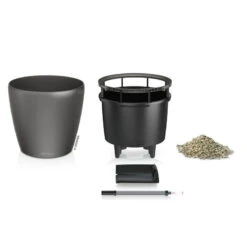 LECHUZA Classico Premium 43 LS, Anthrazit-metallic, Ø 43 Cm, H:40 Cm -Die grüne Ecke 3325100286 Classico Premium 50LS anthrazit All in One Set D50xH47cm RGB 2 8002 2