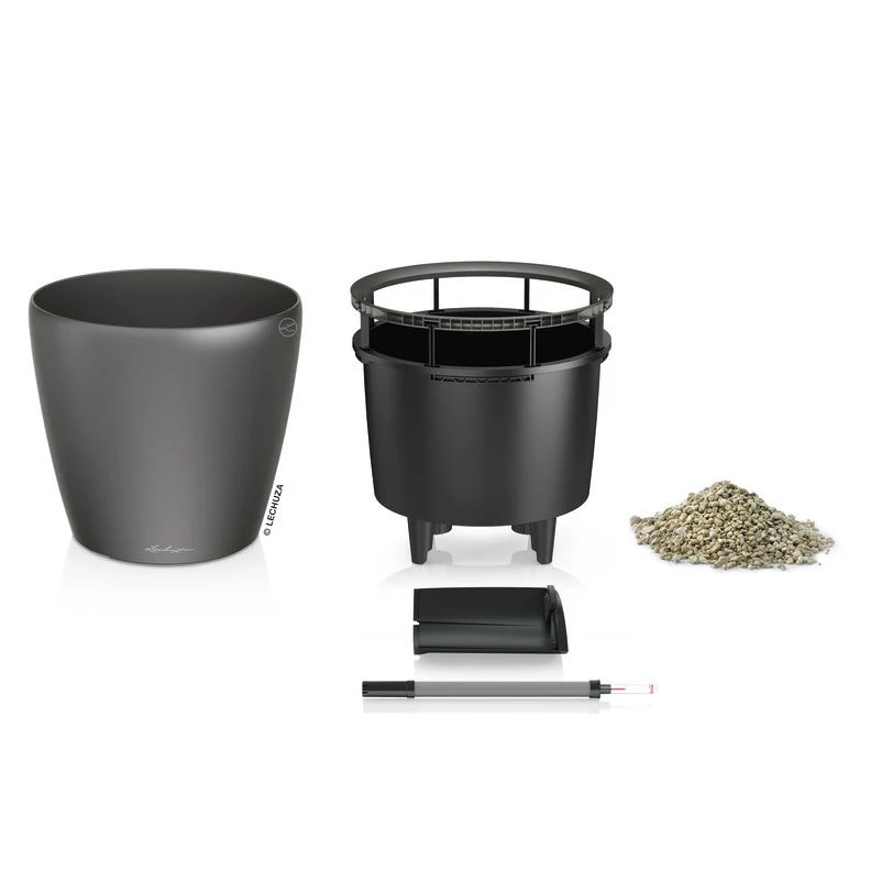 LECHUZA Classico Premium LS, All-in-One-Set, Anthrazit-metallic, Ø 21 Cm, H:20 Cm 6 LECHUZA Classico Premium LS, All-in-One-Set, Anthrazit-metallic, Ø 21 Cm, H:20 Cm – Bild 4