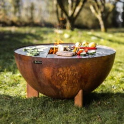 Edelstahl-Feuerstelle 'TRIA', Rost, 100 X 55 X 100 Cm -Die grüne Ecke 3920100752 Feuerstelle TRIA rost 2 110902