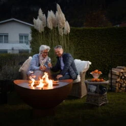 Feuerstelle 'Wave', Rost, Edelstahl, Ca. 100 X 55 X 100 Cm -Die grüne Ecke 3920100768 Feuerstelle WAVE rost ca100x55x100cm 2 125243