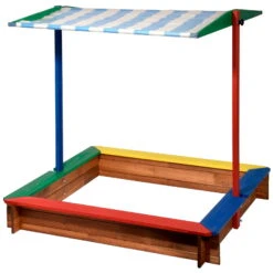 Sandkasten Inkl. Dach, Bunt, 120 X 120 X 120 Cm -Die grüne Ecke 3940100136 Sandkasten inkl Dach 2 106181