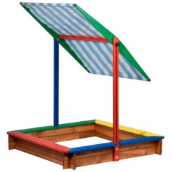 Sandkasten Inkl. Dach, Bunt, 120 X 120 X 120 Cm -Die grüne Ecke 3940100136 Sandkasten inkl Dach 4 106183